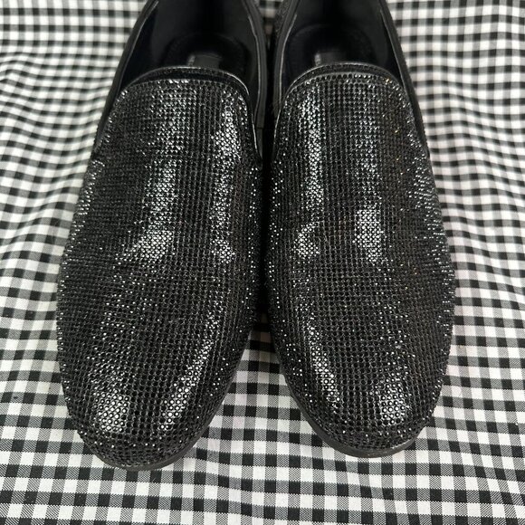 Nelly Bernal Disco Queen Black Rhinestone Loafers Shoes Women's 7.5 - Picture 2 of 4